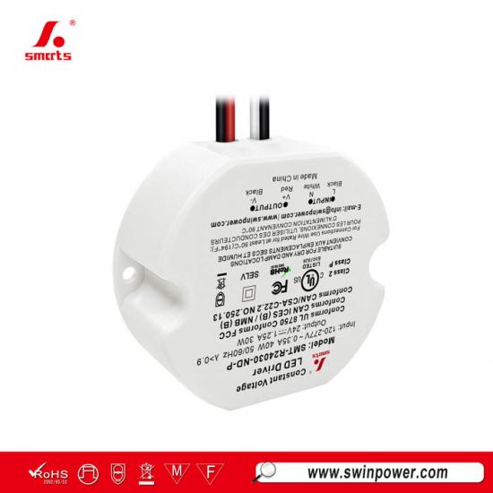Fuente de alimentación LED de voltaje constante redonda de 30W para cargas LED exigentes