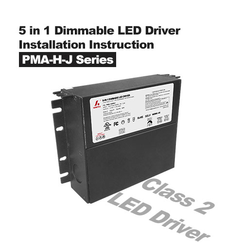 Instrucciones de instalación de caja de conexiones y controlador LED regulable 5 en 1 serie PMA-HJ