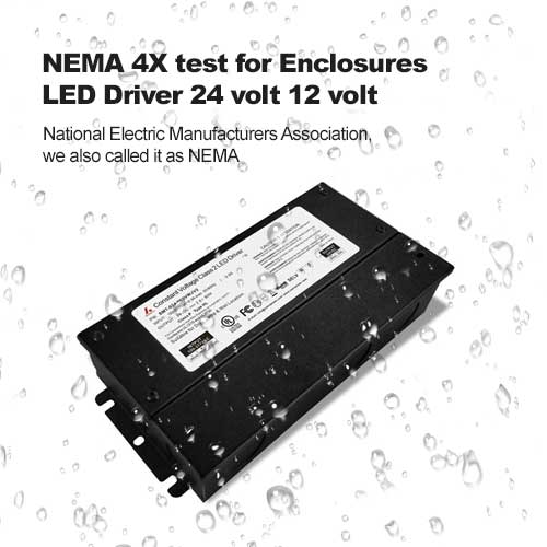 Prueba NEMA 4X para envolventes Controlador LED 24 voltios 12 voltios