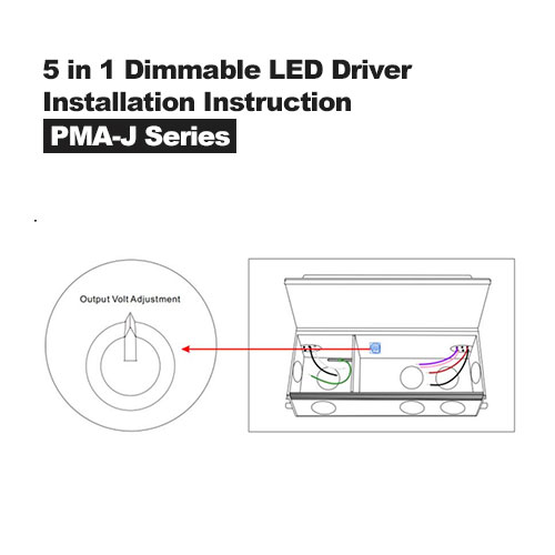 Instrucciones de instalación de caja de conexiones y controlador LED regulable 5 en 1 serie PMA-J