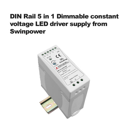 Carril DIN 5 en 1 voltaje constante regulable LED de suministro de controladores de Swinpower
