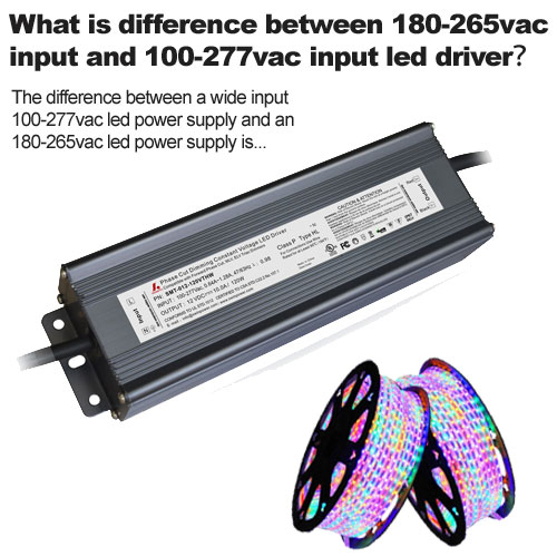 ¿Cuál es la diferencia entre la entrada de 180-265 VCA y el controlador LED de entrada de 100-277 VCA?