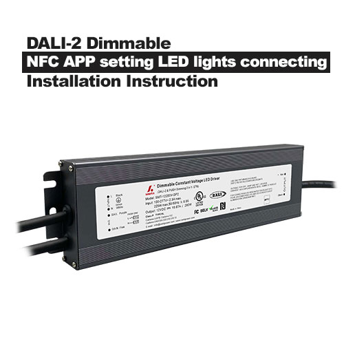 Controlador LED tenue DALI-2 Configuración de la aplicación NFC Conexión de luces LED Instrucciones de instalación
